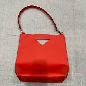 Kenzo Parfums Red Faux Leather Red Handle Shoulder Bag